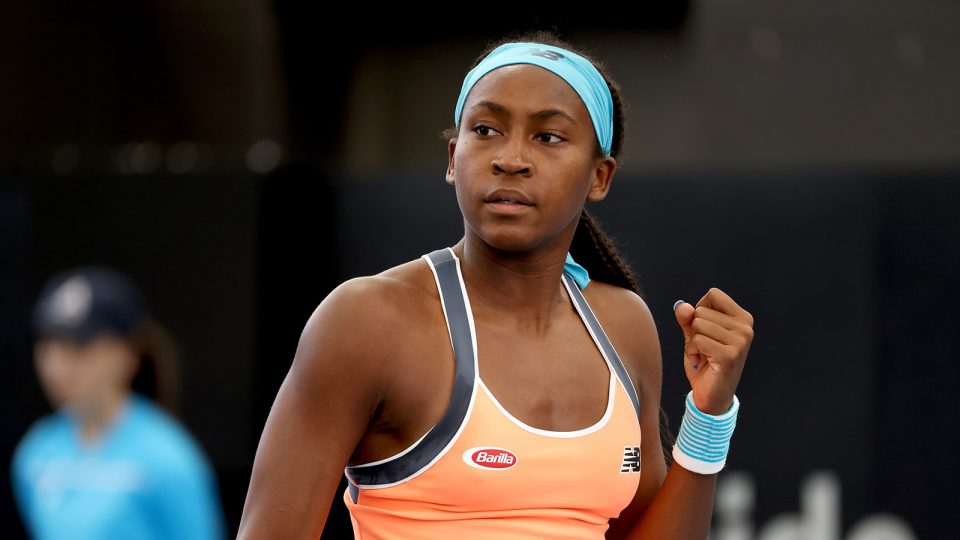 Cori Gauff in action during her second-round win over Petra Martic at the Adelaide International.