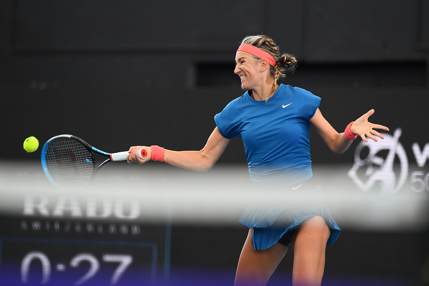 Victoria Azarenka in action during her second-round victory over Priscilla Hon at the Adelaide International.