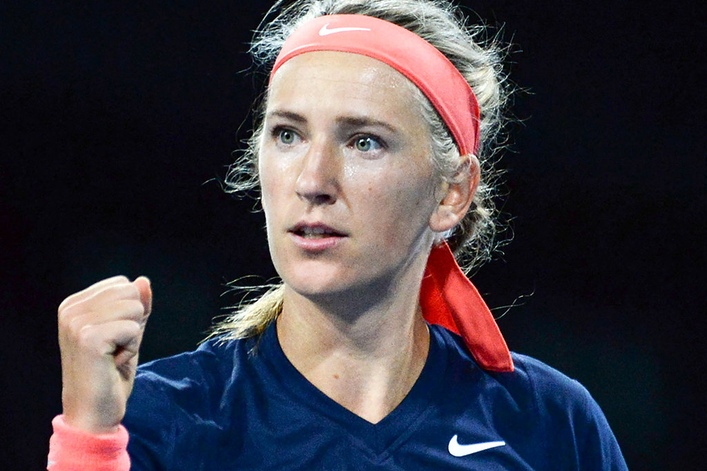 Victoria Azarenka celebrates during her first-round win over Paula Badosa at the Adelaide International. (Getty Images)
