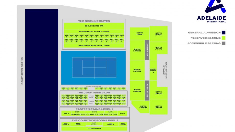 Monday to Thursday day session centre court seating map