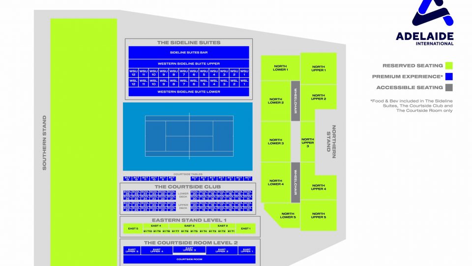 Thursday, Friday and Saturday night centre court seating map